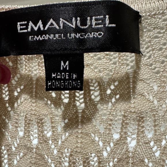 EMANUEL UNGARO Beige Button-Up Silk Cardigan Size M Classic Timeless Elegant - Picture 10 of 13